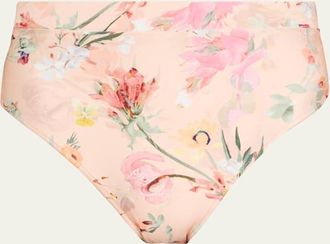 PatBo Lily Flower High-Waist Bikini Bottoms
