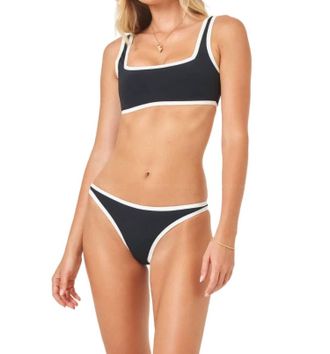 L*Space Womens Ventura Bikini Bottom In Black-Cream