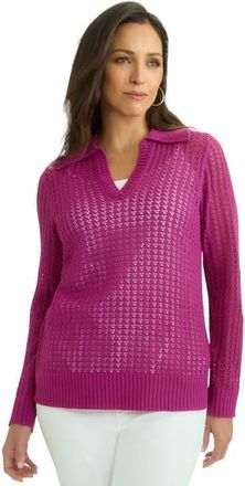 Jessica London Pullover Crochet Polo in Raspberry at Nordstrom, Size Small