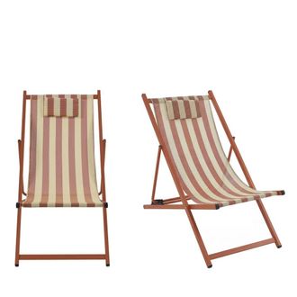 DRAWER Lote de 2 tumbonas de rayas y aluminio - Terracota