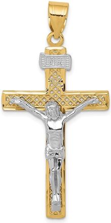 Diamond2Deal 14k Two-tone Gold INRI Crucifix Pendant