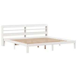 Berkfield Home Beautiful Bed Frame with Headboard without Mattress White 180x200 | Size: Super King