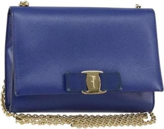 Ferragamo Pre-owned Cross Body Bags, female, Blue, Size: ONE SIZE Pre-owned Leather shoulder-bags