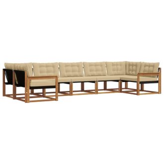 vidaXL Conjunto De Sof&aacute;s De Exterior Con Coj&iacute;n 7 Pcs Natural Y Beige Vidaxl