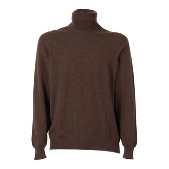 Fedeli Cashmere Knitwear, male, Brown, Size: XL Turtleneck Sweater