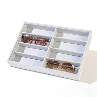 OEM Caja De Almacenamiento Para Gafas - Caja Expositora Con 8 Compartimentos - Multifuncional - Apta Para Gafas, Relojes Y Joyas - Beige