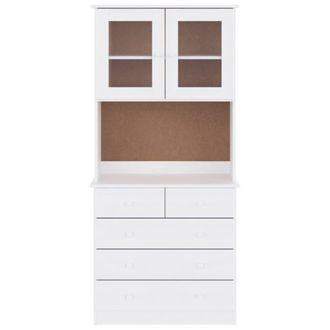 Berkfield Home Highboard ALTA White 77x35x165 cm Solid Wood Pine | Size: 77 x 35 x 165 cm