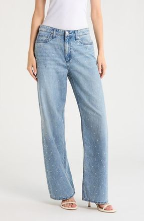Rag & Bone Logan High Waist Rhinestone Detail Wide Leg Jeans in Margo Jewel at Nordstrom, Size 27