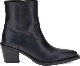 Stuart Weitzman Black Calf Leather Bos Taurus Ankle Womens Boots