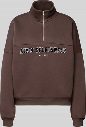 Aim'n Sweatshirt mit Stehkragen und Rei&szlig;verschluss in Dunkelbraun, Gr&ouml;&szlig;e XL