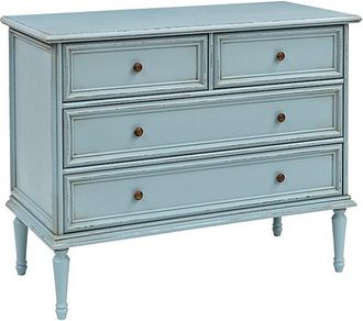 Ballard Designs Casa Florentina Emile 4-Drawer Chest - Distressed Blue Gray - Ballard Designs