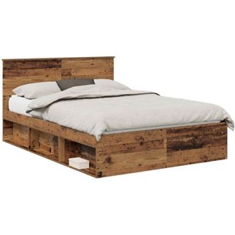 vidaXL Estructura De Cama Con Cabecera Madera Vieja 140 X 190 Cm Vidaxl