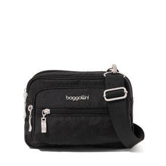 Baggallini Triple Zip Crossbody Bag with Wide Strap