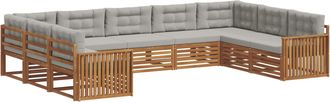 vidaXL Conjunto De Sof&aacute;s De Exterior 9 Uds. Gris Natural Y Claro Vidaxl