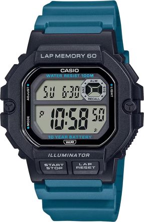 Casio Mens Black and Teal Digital Sport Watch with Grey Dial - WS-1400H-3AVCF