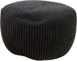 Relaxdays Puf Relaxdays, De Cuerda, Hxd: 35 X 50 Cm, Relleno De Poliestireno, Coj&iacute;n Redondo, Taburete Para Sal&oacute;n, Puf, Negro