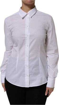 Dolce & Gabbana Shirt top - Dames - Overhemden - Wit - XS - Katoen - Overhemden