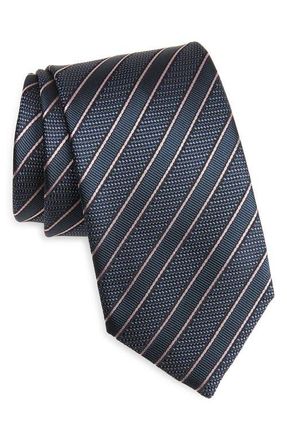 Brioni Stripe Jacquard Silk Tie in Midnight Blue/Old Ro at Nordstrom