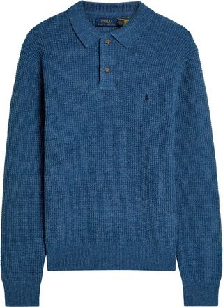 Polo Ralph Lauren Logo-embroidered Wool and Cotton-blend Polo Shirt - Blue - L