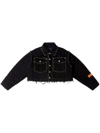 Heron Preston Giacca denim crop con effetto vissuto - Nero
