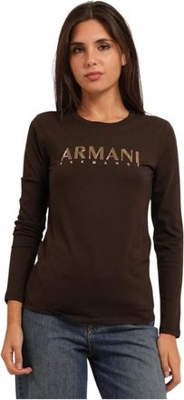 A|X Armani Exchange Lange mouwen T-shirt - Dames - Longsleeves - Bruin - S - Katoen - Tops