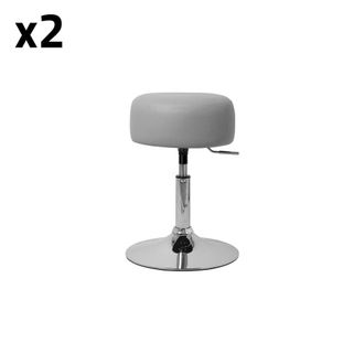 ML Design 2x taburetes de maquillaje acero gris claro asiento redondo