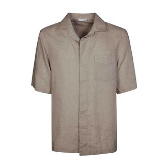 Paolo Pecora Short-sleeve Pocket Shirt - Heren - Korte mouwen Overhemden - Beige - 2XL - Linnen - Overhemden