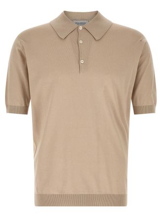 John Smedley Beige Solid Shirt Collar Polo