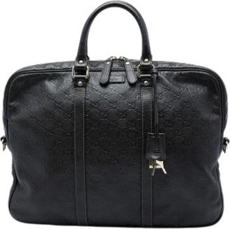 Gucci Pre-owned Vintage Aktetas - unisex - Vintage Handtas - Zwart - ONE Size - Leer - Vintage