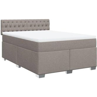 vidaXL Cama Box Spring Con Colch&oacute;n Tela Gris Taupe 160x200 Cm Vidaxl