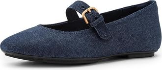 FitFlop Delicato Denim Mary Janes Womens Dress Flat Shoes Dark Denim : 7.5 M (B), Polyester
