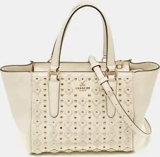 Coach Crosby Off White Floral Applique Leather Tote