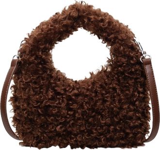 Generic Womens Plush Bags Plush Shoulder Bags For Women Autumn And Winter Versatile Large Capacity Womens Handbags(Coffee)