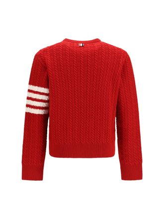 Thom Browne 4-Bar Cable-Knit Merino Wool Sweater - Red