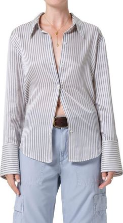 Citizens Of Humanity Camilia Cotton & Silk Button-Up Shirt in Mirada Stripe at Nordstrom, Size X-Large