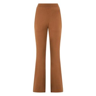 Alberta Ferretti Elegant Palazzo Trousers with High Waist - female - Alberta Ferretti - Wide Trousers - Brown - XL - Trousers