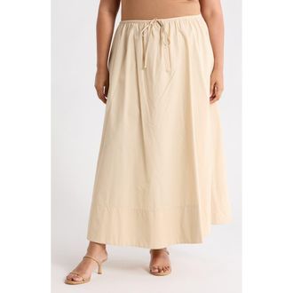 Renee C Cotton Poplin Maxi Skirt in Khaki at Nordstrom Rack, Size 1X