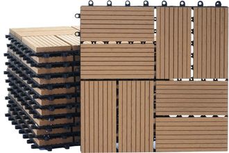 Hhg D&eacute;coshop26 - Baldosas De Wpc Para Balc&oacute;n Y Terraza Aspecto Madera 11 Piezas 30x30cm 1m&sup2; Teca Offset 040005440