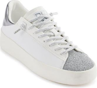 DKNY Ginali Metallic Cap Toe Sneaker in White at Nordstrom, Size 6.5