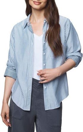 Splendid Kenna Stripe Relaxed-Fit Button-Up Shirt in Ice Navy/White at Nordstrom Rack, Size X-Small