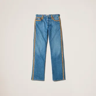 Miu Miu Denim and leather jeans