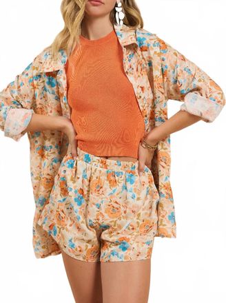 Sadie & Sage Sonoma Floral Shirt In Coral Multi
