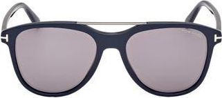 Tom Ford Damian 54mm Pilot Sunglasses in Shiny Navy Blue /Light Smoke at Nordstrom Rack