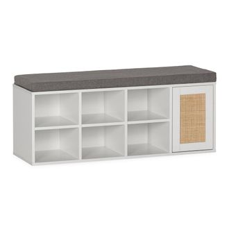 HOMN Banco zapatero color blanco 6 huecos y 1 puerta