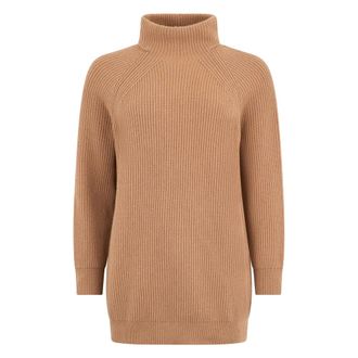 Moorer Turtlenecks, female, Brown, Size: 3XL Leather colored sweater with high collar, minimalist and chic