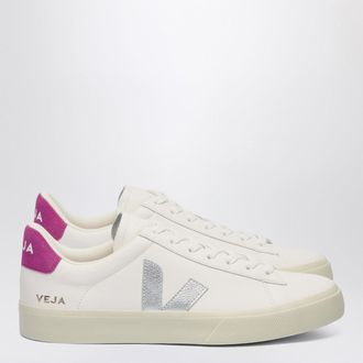 Veja Sneaker Campo in pelle bianca/argento/viola