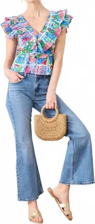 Printfresh Lola V-Neck Blouse In Stain Glass Sea