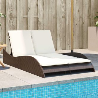 vidaXL Vidaxl - Tumbona Con Cojines Rat&aacute;n Sint&eacute;tico Marr&oacute;n 114x205x73 Cm