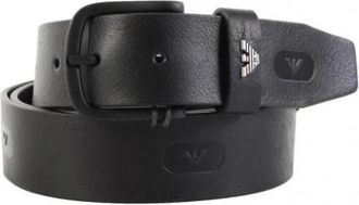 Emporio Armani Logo Gedetailleerde Verstelbare Riem - unisex - Riemen - Zwart - 100 CM - Leer - Accessoires