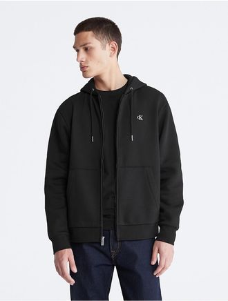 Calvin Klein Jeans Calvin Klein Mens Archive Logo Zip Fleece Hoodie - Black - XL